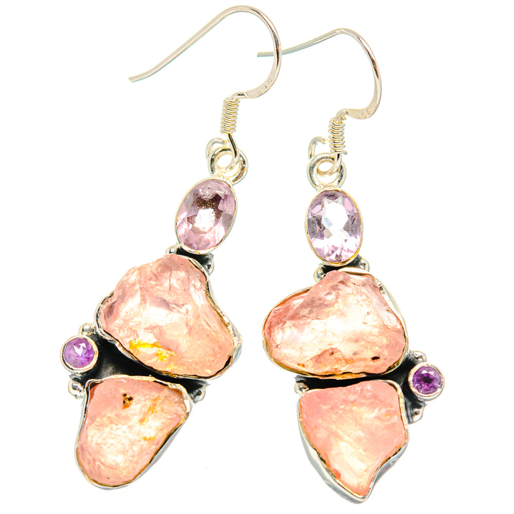 Rose Quartz Earrings handcrafted by Anasilvercos - EARR428515 - Photo 2