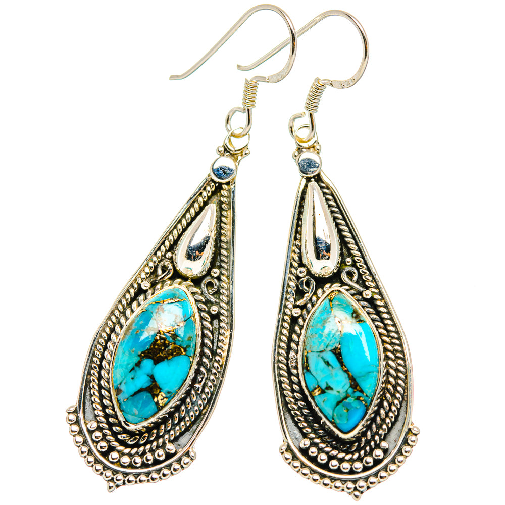 Blue Copper Composite Turquoise Earrings handcrafted by Anasilvercos - EARR428520 - Photo 2