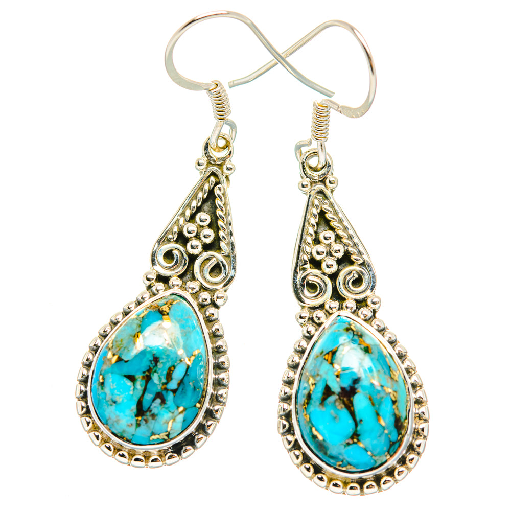 Blue Copper Composite Turquoise Earrings handcrafted by Anasilvercos - EARR428536 - Photo 2
