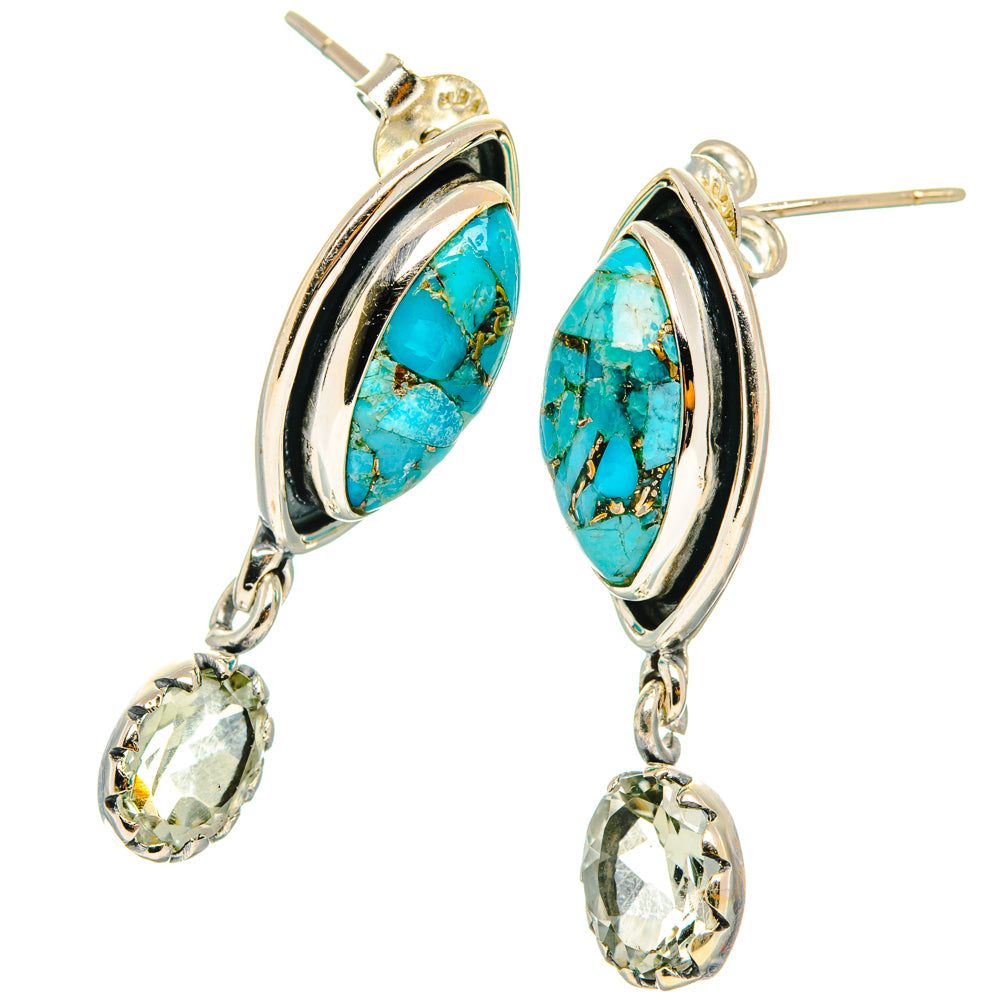 Blue Copper Composite Turquoise Earrings handcrafted by Anasilvercos - EARR428537 - Photo 2
