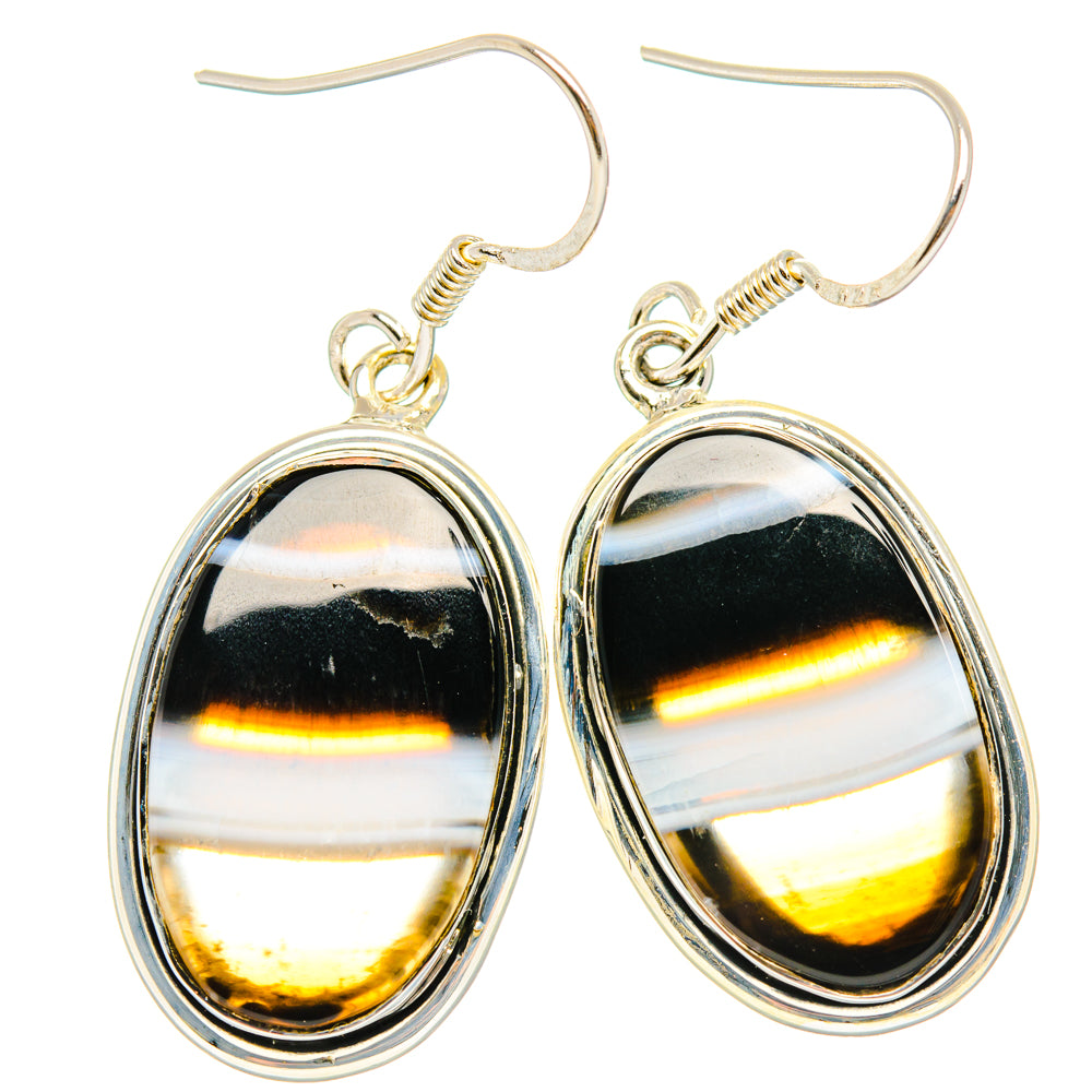 Black Banded Agate Earrings handcrafted by Anasilvercos - EARR428541 - Photo 2