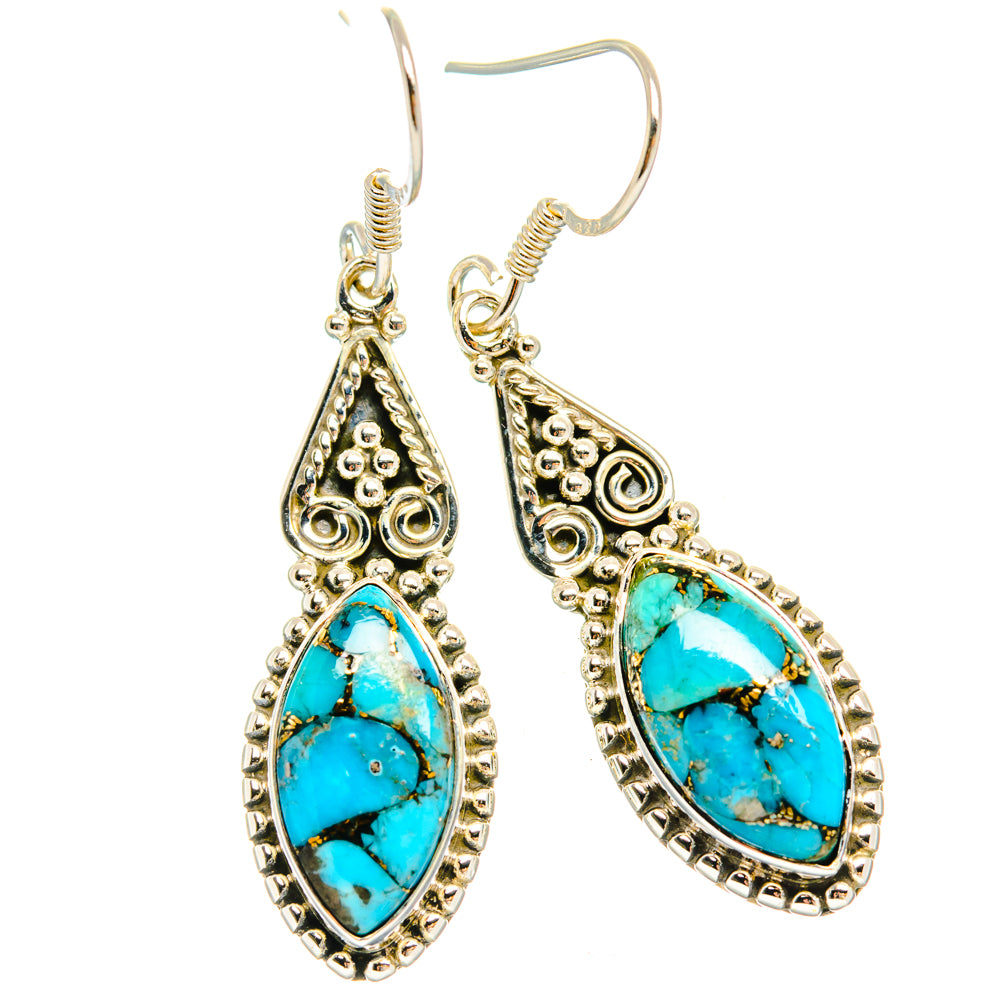 Blue Copper Composite Turquoise Earrings handcrafted by Anasilvercos - EARR428596 - Photo 2