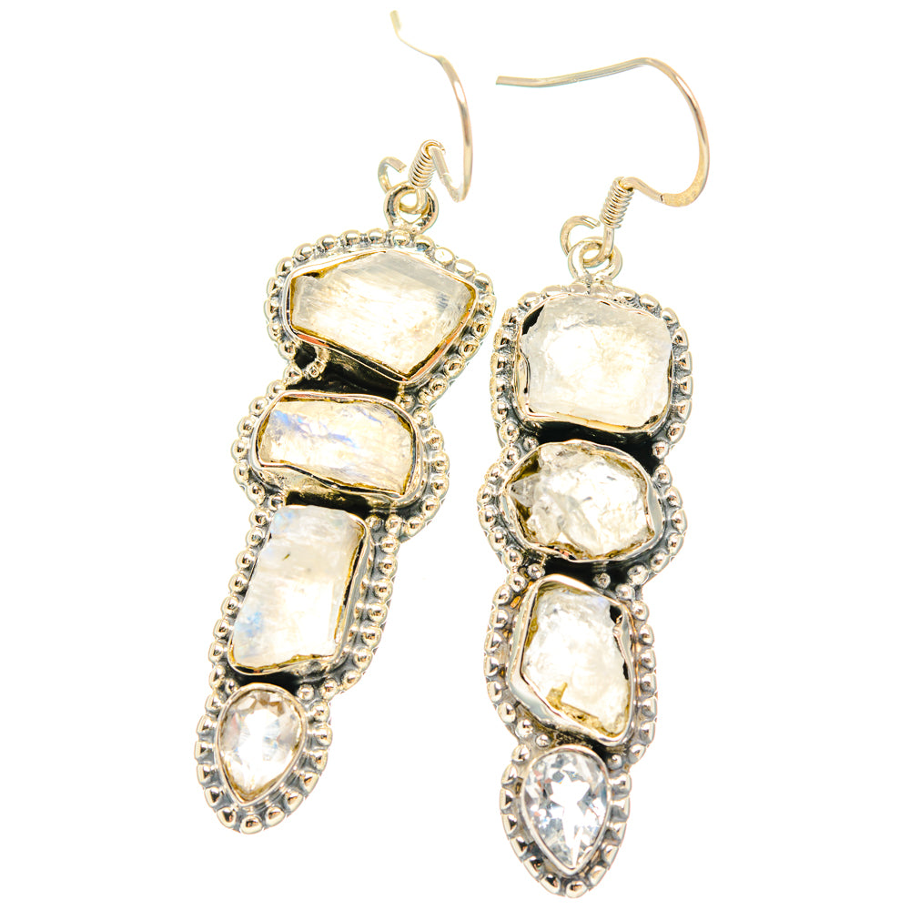Rainbow Moonstone Earrings handcrafted by Anasilvercos - EARR428614 - Photo 2