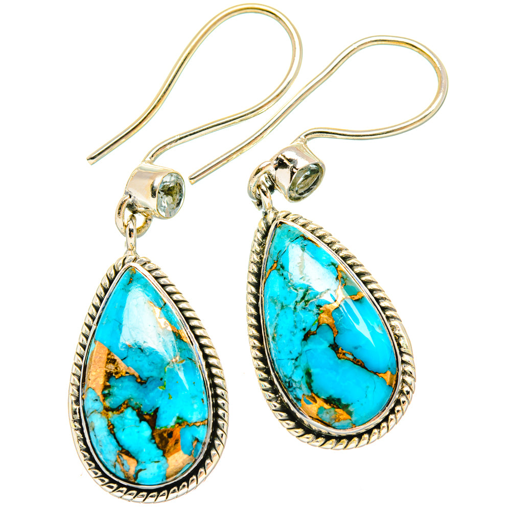 Blue Copper Composite Turquoise Earrings handcrafted by Anasilvercos - EARR428623 - Photo 2