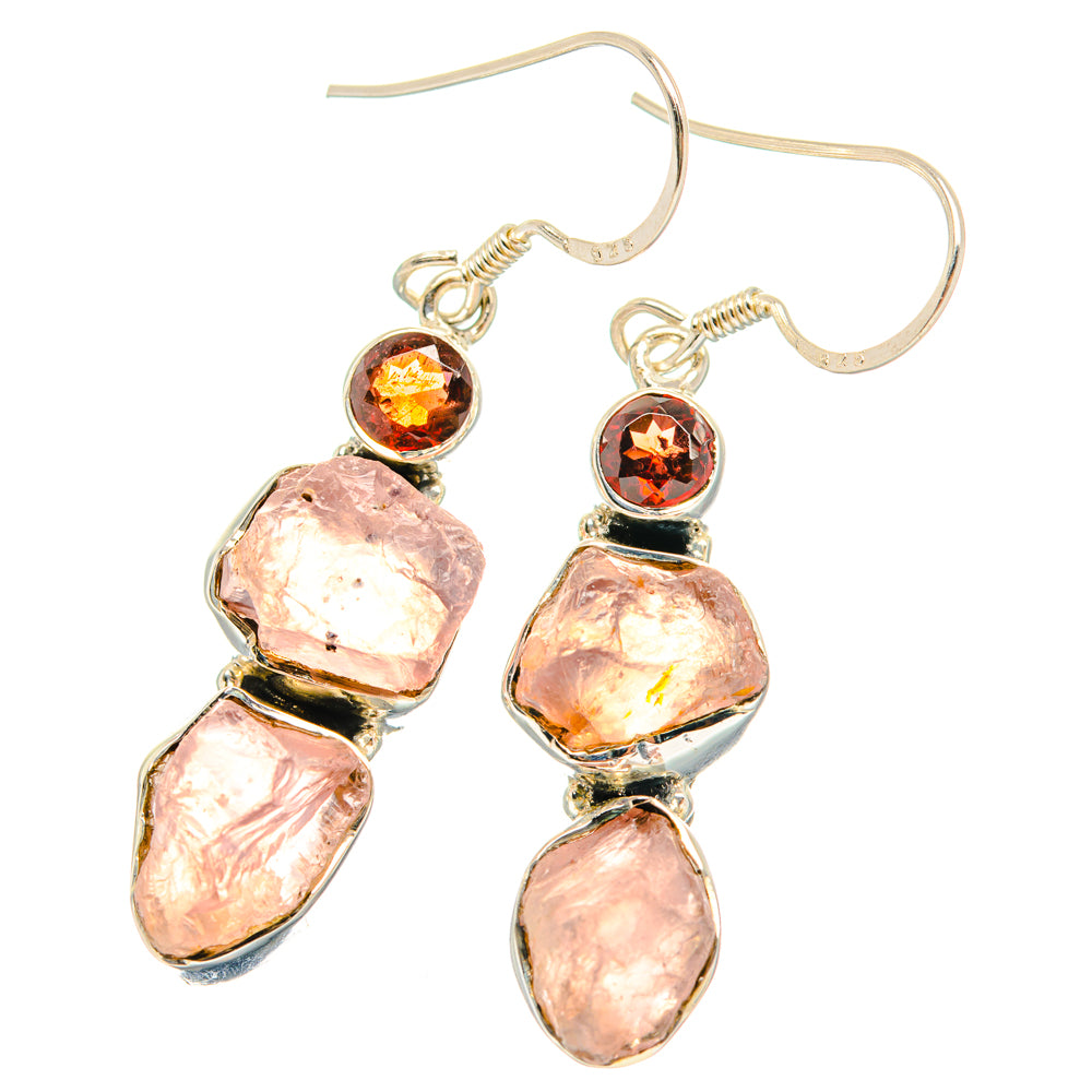 Rose Quartz Earrings handcrafted by Anasilvercos - EARR428658 - Photo 2