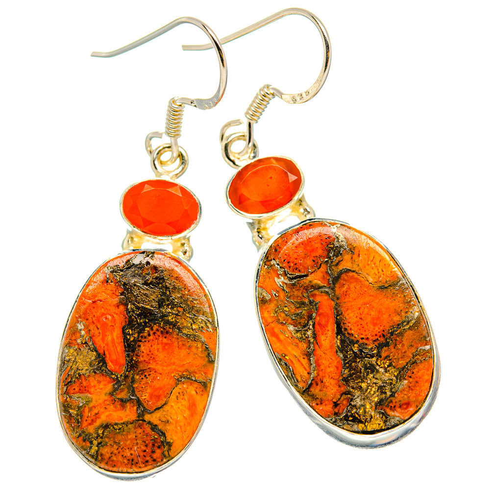 Orange Copper Composite Turquoise Earrings handcrafted by Anasilvercos - EARR428666 - Photo 2