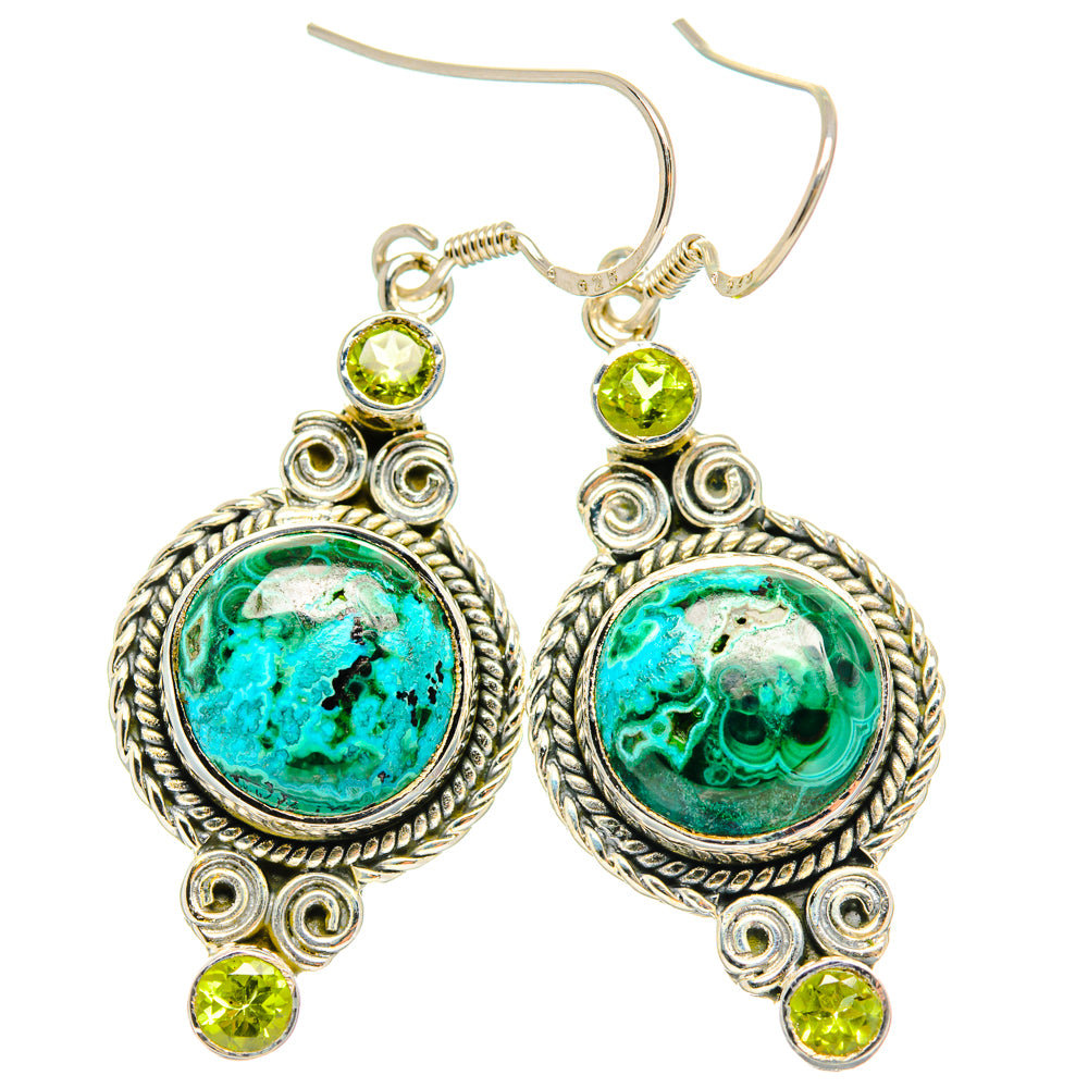 Malachite In Chrysocolla Earrings handcrafted by Anasilvercos - EARR428671 - Photo 2