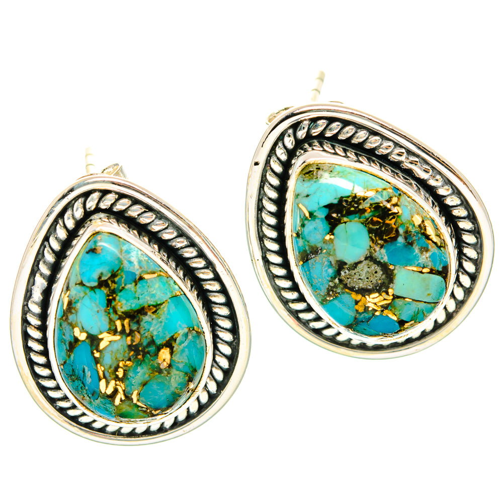 Blue Copper Composite Turquoise Earrings handcrafted by Anasilvercos - EARR428676 - Photo 2