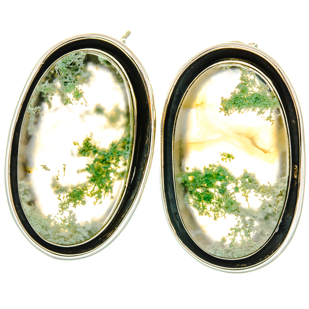 Green Moss Agate Earrings handcrafted by Anasilvercos - EARR428677 - Photo 2