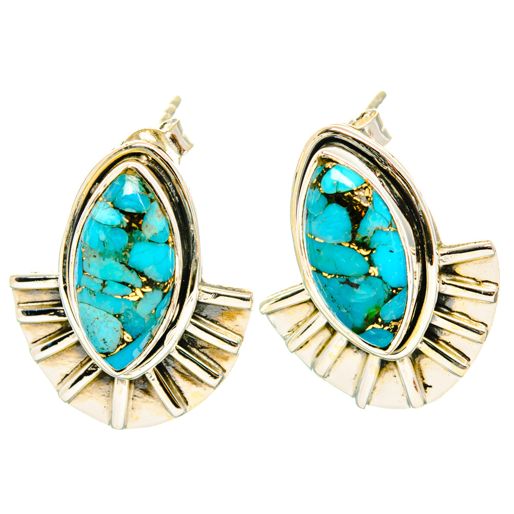 Blue Copper Composite Turquoise Earrings handcrafted by Anasilvercos - EARR428704 - Photo 2