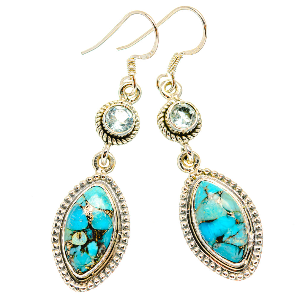 Blue Copper Composite Turquoise Earrings handcrafted by Anasilvercos - EARR428730 - Photo 2