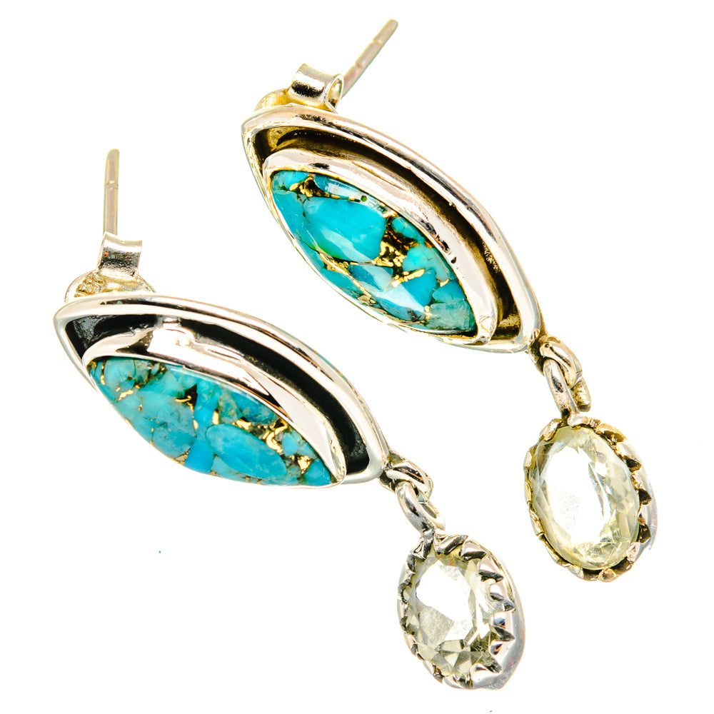 Blue Copper Composite Turquoise Earrings handcrafted by Anasilvercos - EARR428747 - Photo 2
