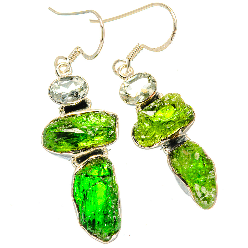 Chrome Diopside Earrings handcrafted by Anasilvercos - EARR428764 - Photo 2