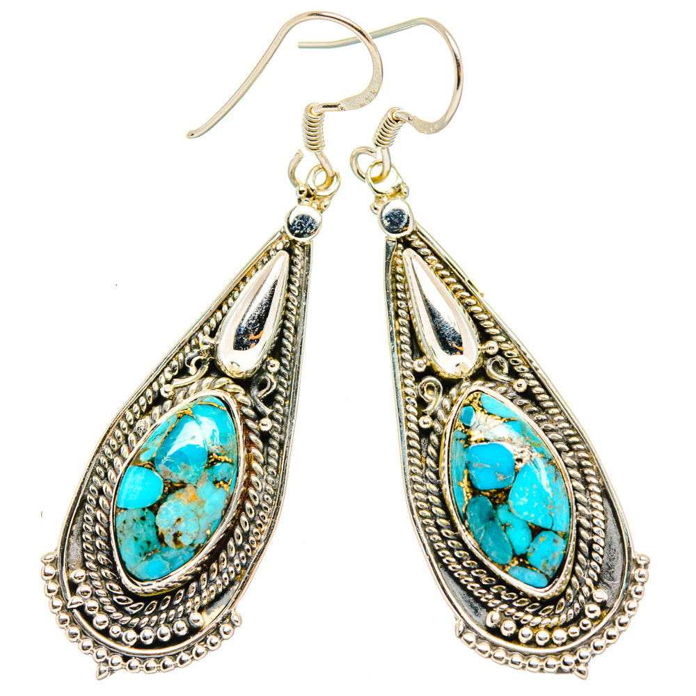 Blue Copper Composite Turquoise Earrings handcrafted by Anasilvercos - EARR428772 - Photo 2