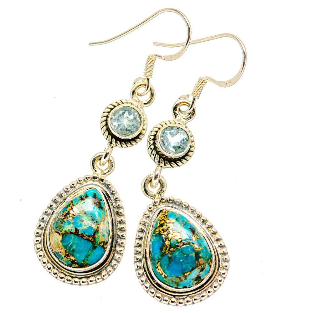 Blue Copper Composite Turquoise Earrings handcrafted by Anasilvercos - EARR428778 - Photo 2