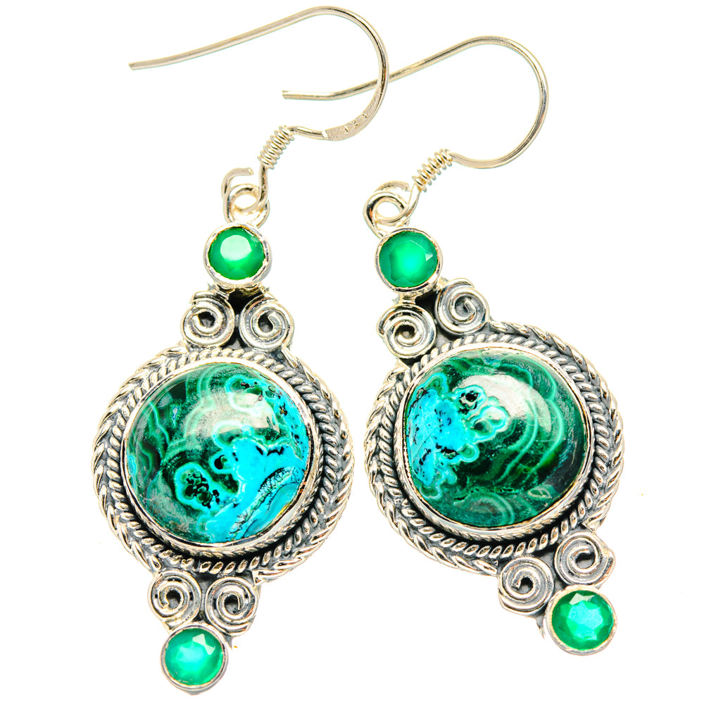 Malachite In Chrysocolla Earrings handcrafted by Anasilvercos - EARR428818 - Photo 2