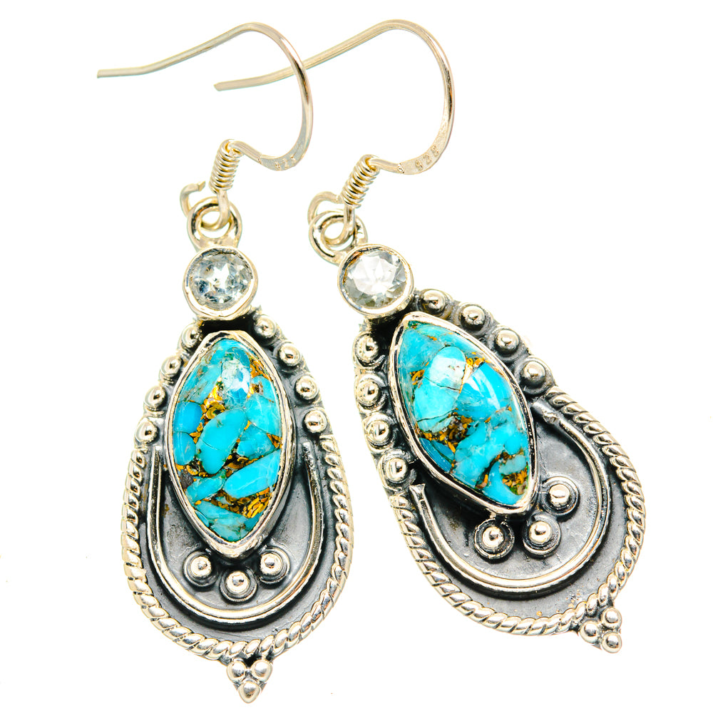 Blue Copper Composite Turquoise Earrings handcrafted by Anasilvercos - EARR428822 - Photo 2