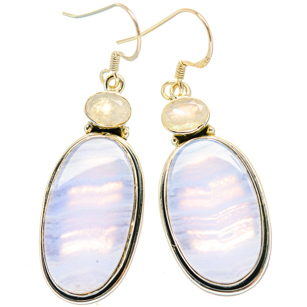 Blue Lace Agate Earrings handcrafted by Anasilvercos - EARR428829 - Photo 2