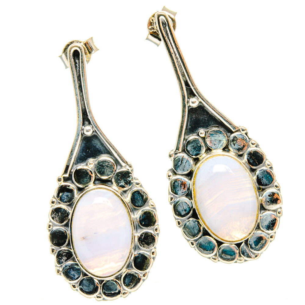 Blue Lace Agate Earrings handcrafted by Anasilvercos - EARR428843 - Photo 2