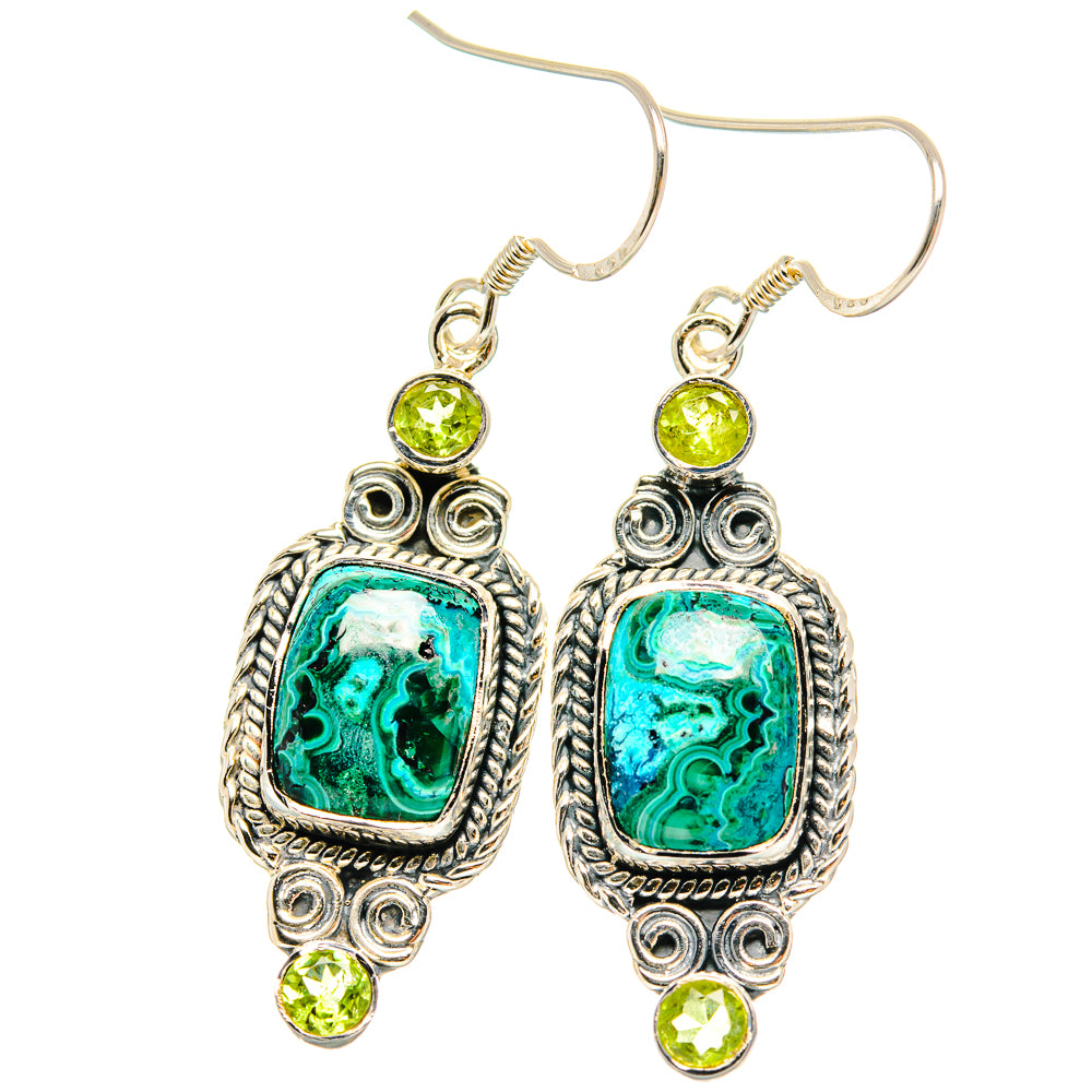 Malachite In Chrysocolla Earrings handcrafted by Anasilvercos - EARR428845 - Photo 2