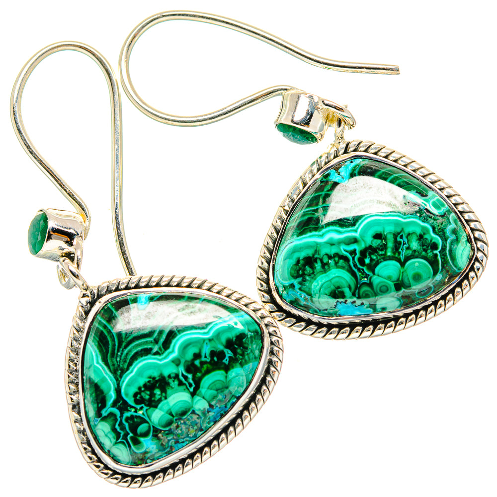 Malachite In Chrysocolla Earrings handcrafted by Anasilvercos - EARR428879 - Photo 2