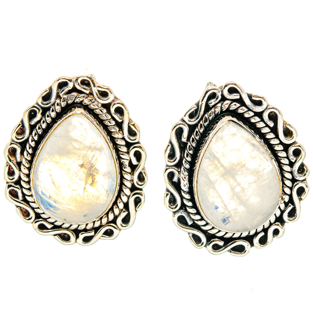 Rainbow Moonstone Earrings handcrafted by Anasilvercos - EARR428898 - Photo 2