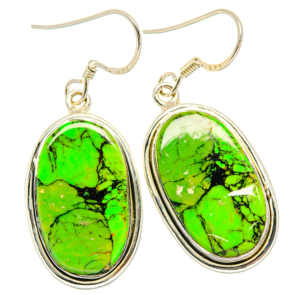 Green Copper Composite Turquoise Earrings handcrafted by Anasilvercos - EARR428902 - Photo 2