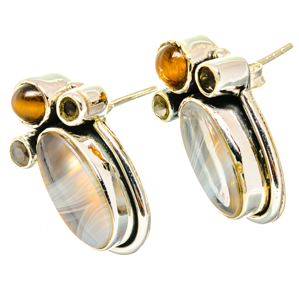Botswana Agate Earrings handcrafted by Anasilvercos - EARR428912 - Photo 2