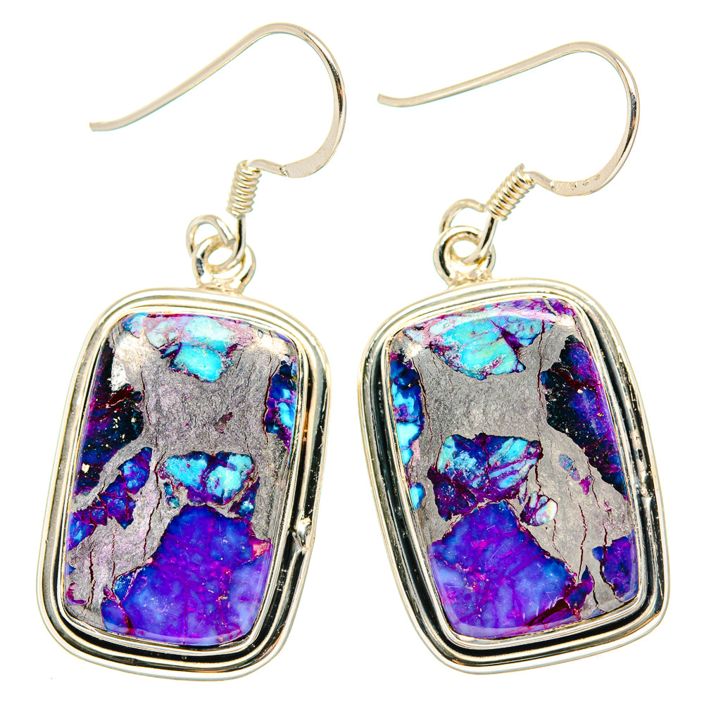 Purple Copper Composite Turquoise Earrings handcrafted by Anasilvercos - EARR428935 - Photo 2