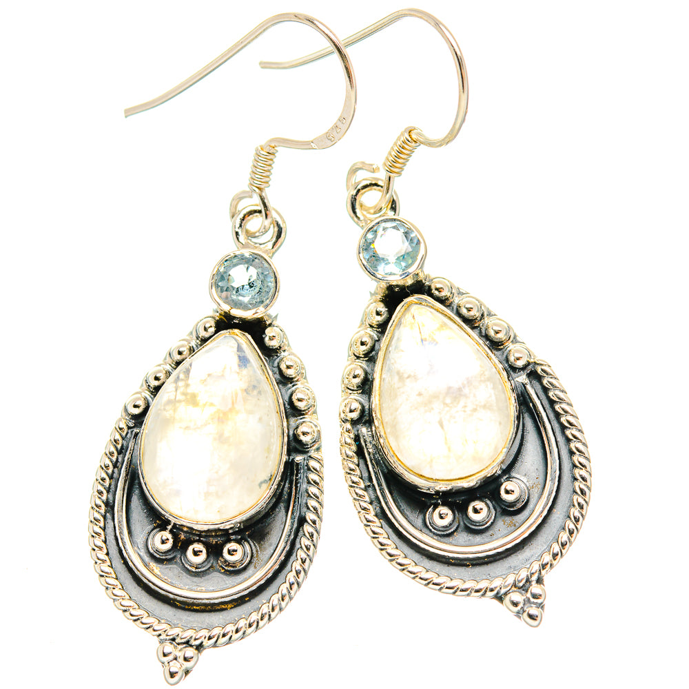 Rainbow Moonstone Earrings handcrafted by Anasilvercos - EARR428955 - Photo 2