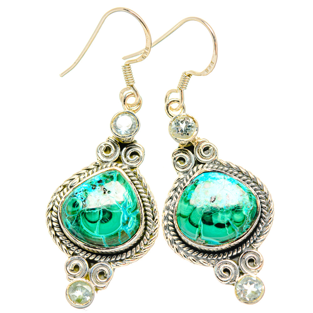 Malachite In Chrysocolla Earrings handcrafted by Anasilvercos - EARR428966 - Photo 2