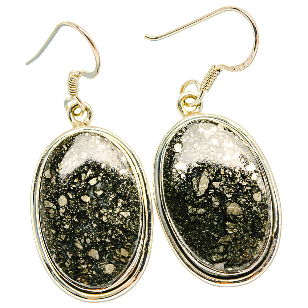 Pyrite In Black Onyx Earrings handcrafted by Anasilvercos - EARR428980 - Photo 2