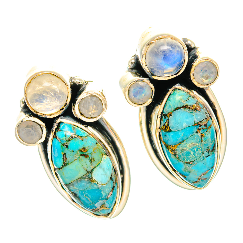 Blue Copper Composite Turquoise Earrings handcrafted by Anasilvercos - EARR428987 - Photo 2