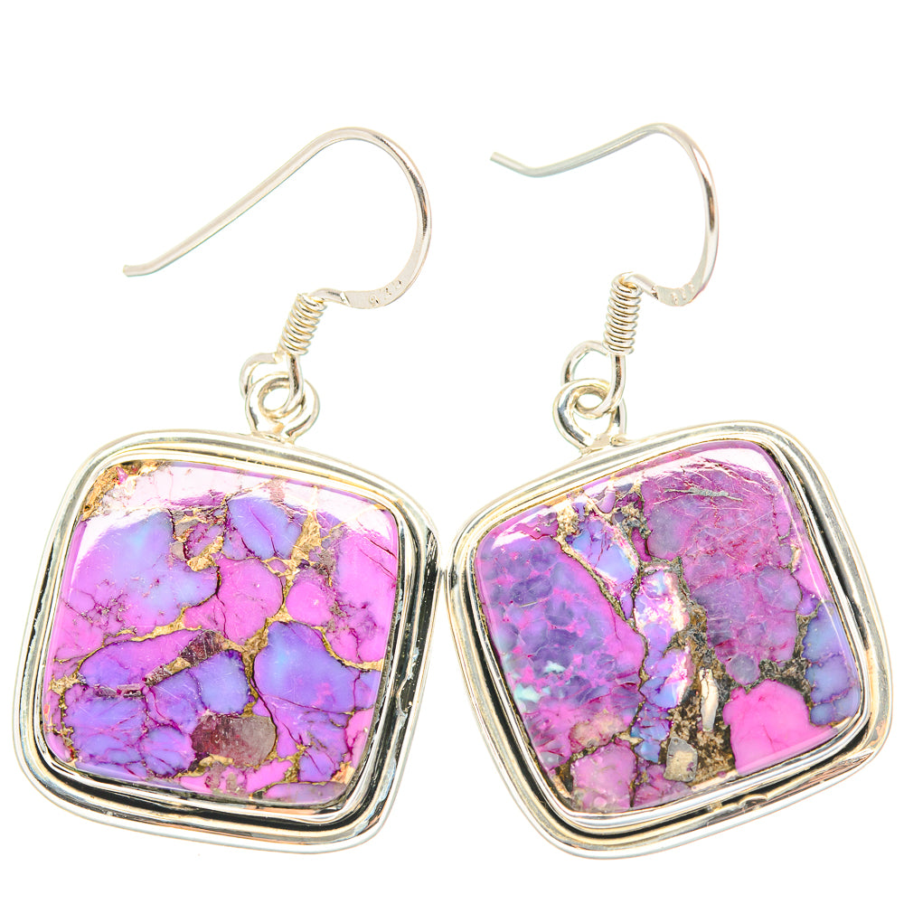 Purple Copper Composite Turquoise Earrings handcrafted by Anasilvercos - EARR429031 - Photo 2