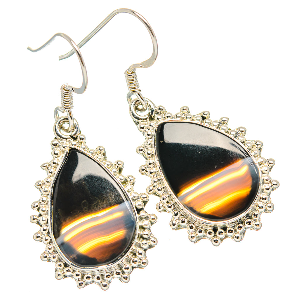 Black Banded Agate Earrings handcrafted by Anasilvercos - EARR429033 - Photo 2