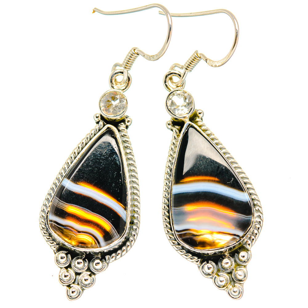 Black Banded Agate Earrings handcrafted by Anasilvercos - EARR429052 - Photo 2