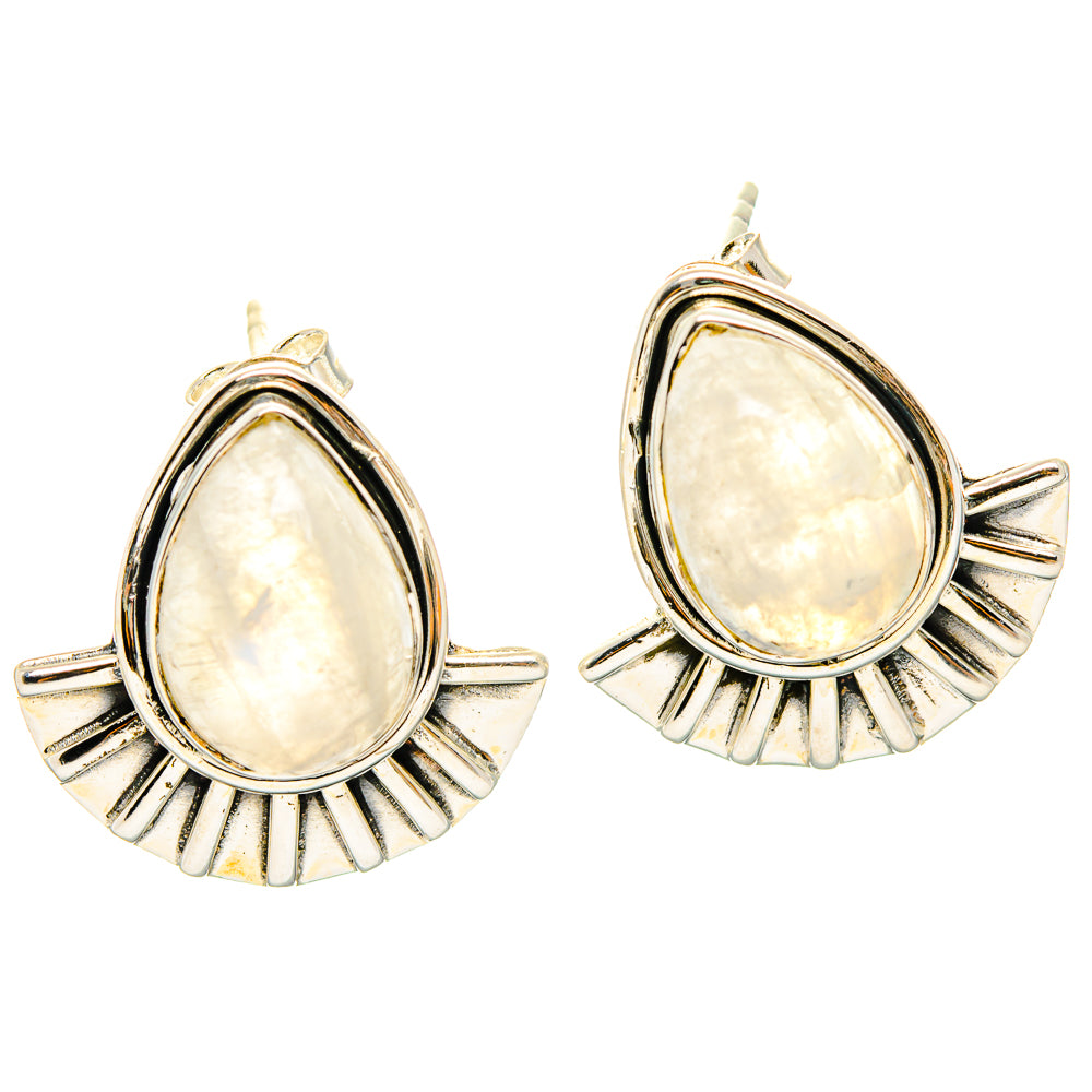 Rainbow Moonstone Earrings handcrafted by Anasilvercos - EARR429064 - Photo 2