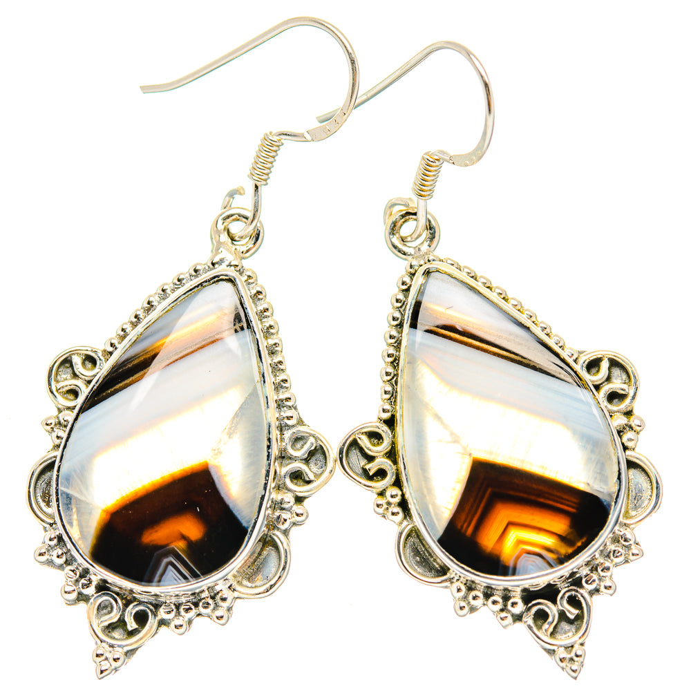 Botswana Agate Earrings handcrafted by Anasilvercos - EARR429073 - Photo 2