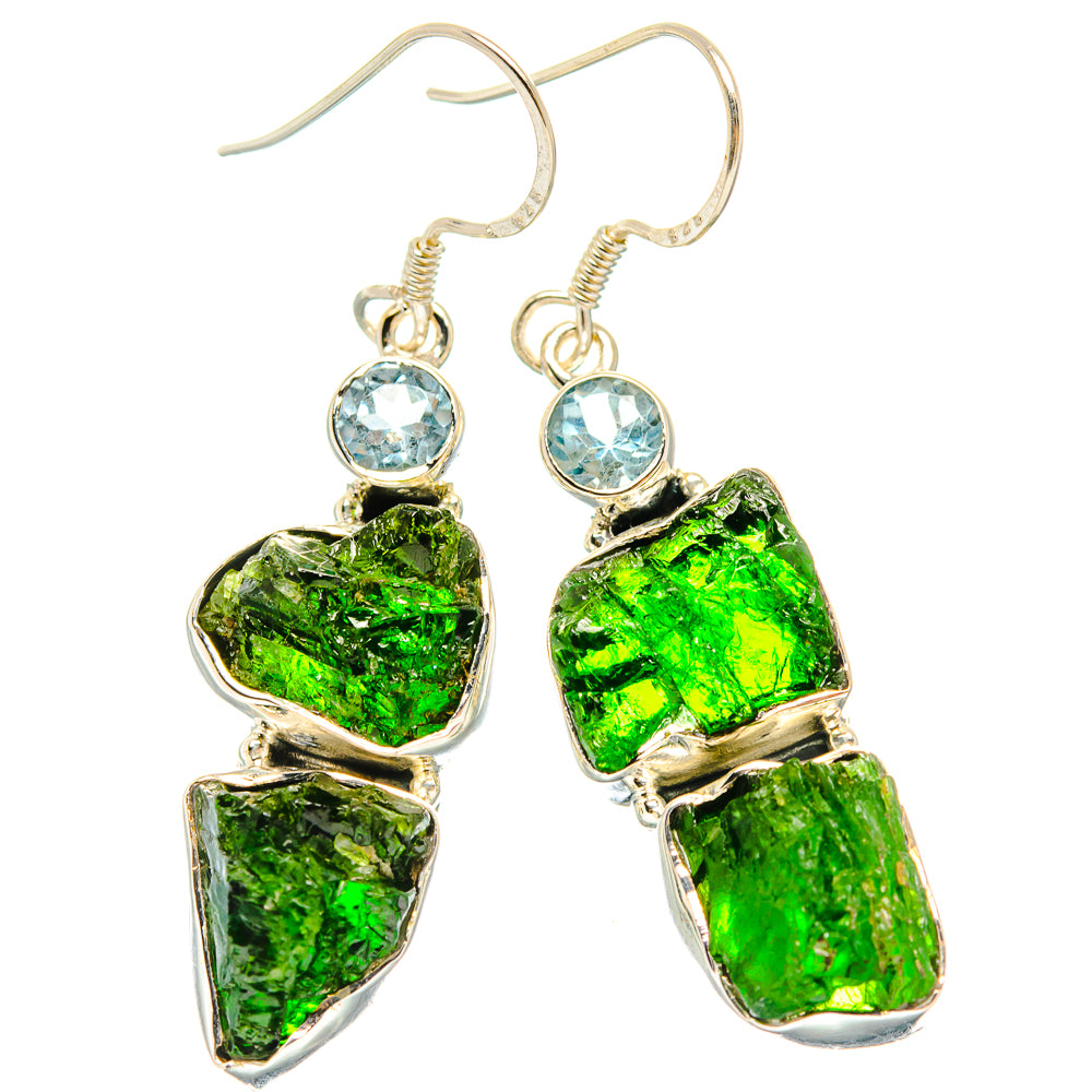 Chrome Diopside Earrings handcrafted by Anasilvercos - EARR429084 - Photo 2