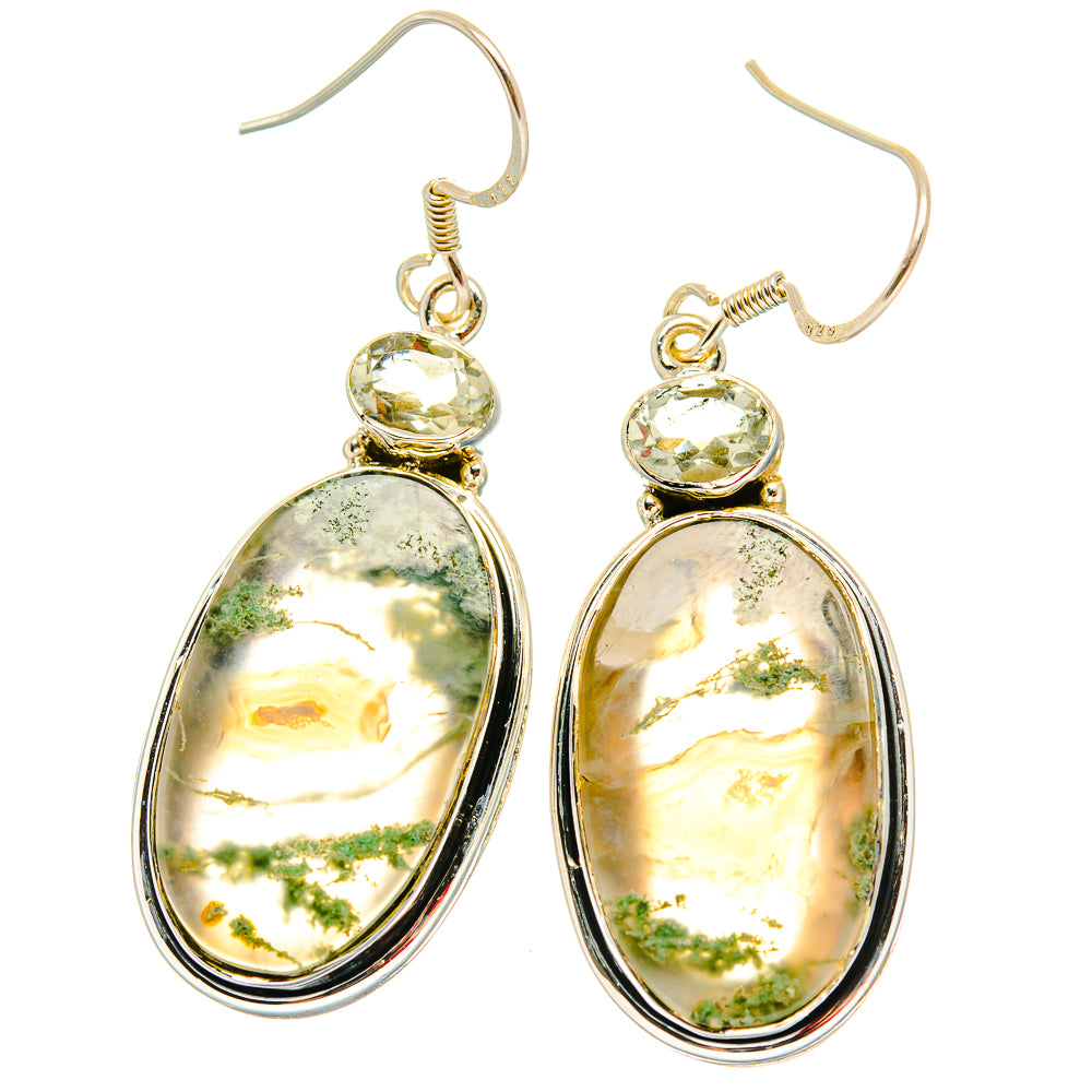 Green Moss Agate Earrings handcrafted by Anasilvercos - EARR429125 - Photo 2