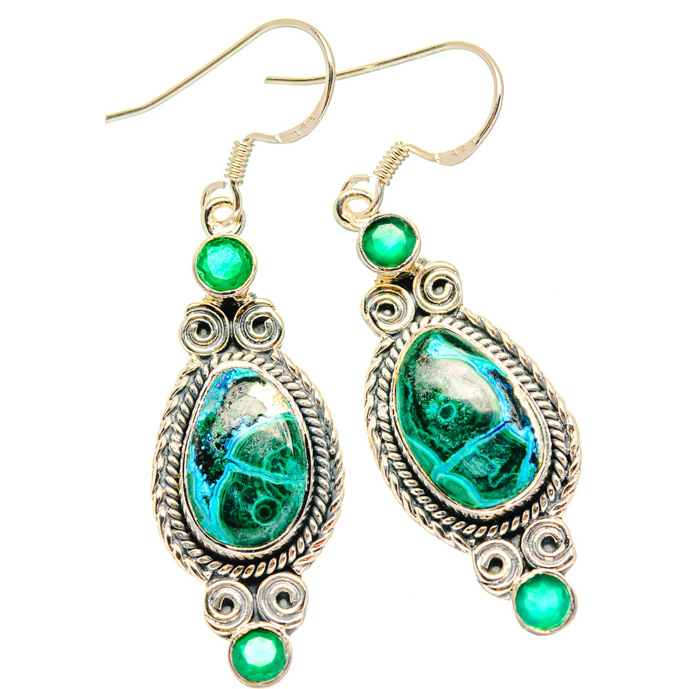Malachite In Chrysocolla Earrings handcrafted by Anasilvercos - EARR429128 - Photo 2