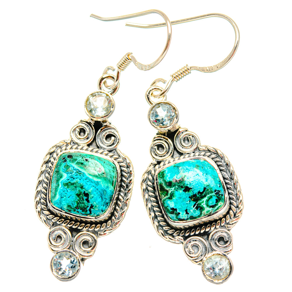 Malachite In Chrysocolla Earrings handcrafted by Anasilvercos - EARR429138 - Photo 2