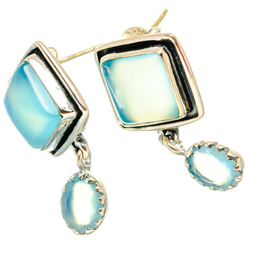 Aqua Chalcedony Earrings handcrafted by Anasilvercos - EARR429143 - Photo 2