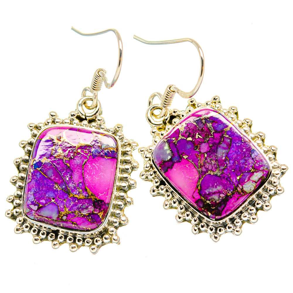 Purple Copper Composite Turquoise Earrings handcrafted by Anasilvercos - EARR429180 - Photo 2