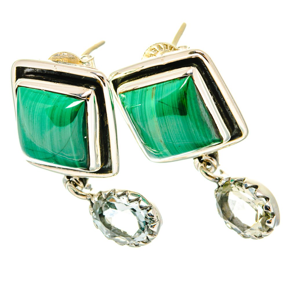 Malachite Earrings handcrafted by Anasilvercos - EARR429202 - Photo 2
