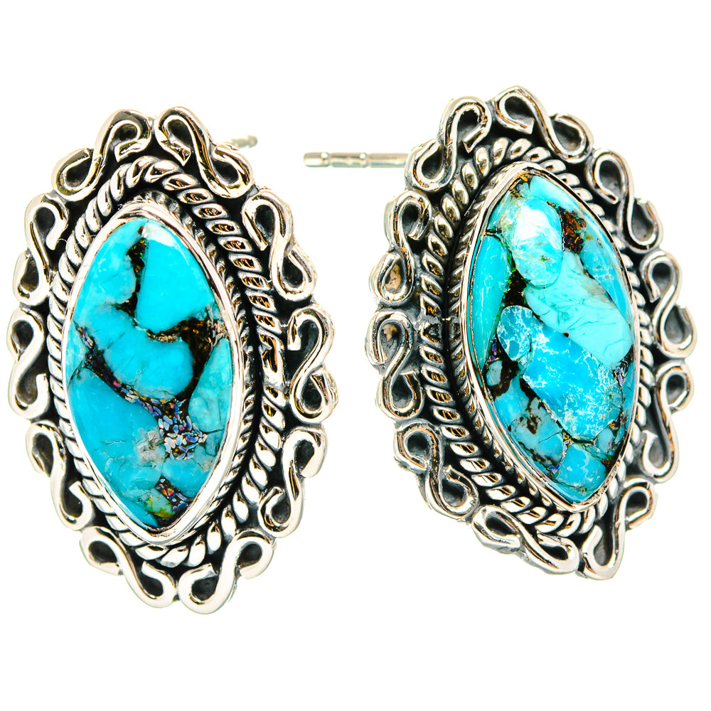 Blue Copper Composite Turquoise Earrings handcrafted by Anasilvercos - EARR429227 - Photo 2