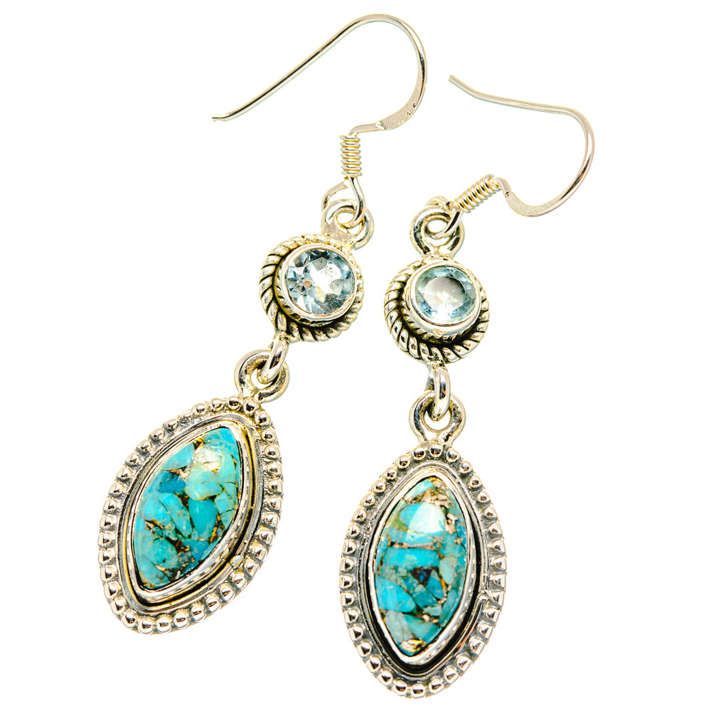 Blue Copper Composite Turquoise Earrings handcrafted by Anasilvercos - EARR429229 - Photo 2