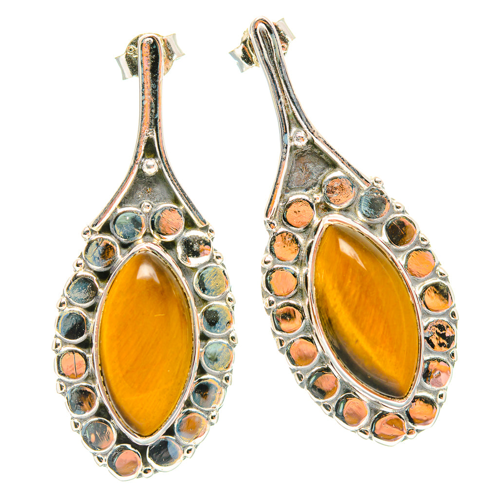 Tiger Eye Earrings handcrafted by Anasilvercos - EARR429258 - Photo 2