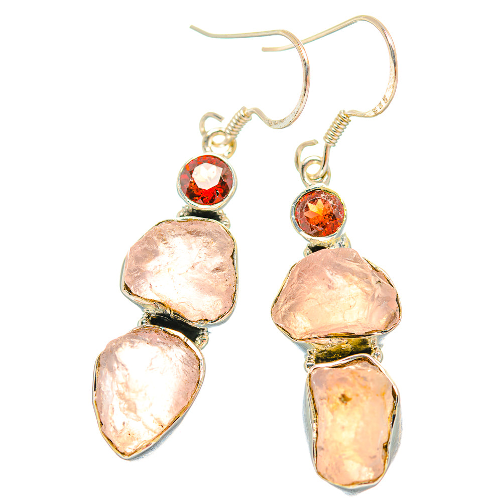 Rose Quartz Earrings handcrafted by Anasilvercos - EARR429262 - Photo 2