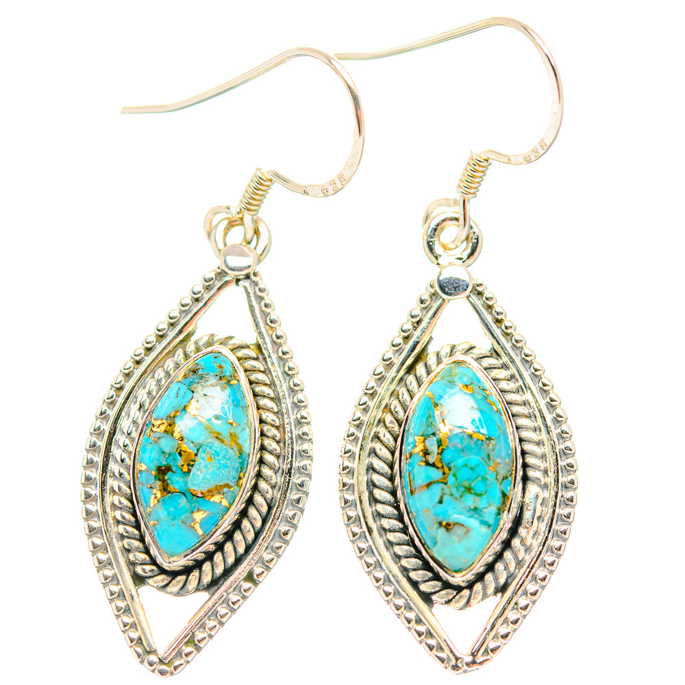 Blue Copper Composite Turquoise Earrings handcrafted by Anasilvercos - EARR429266 - Photo 2